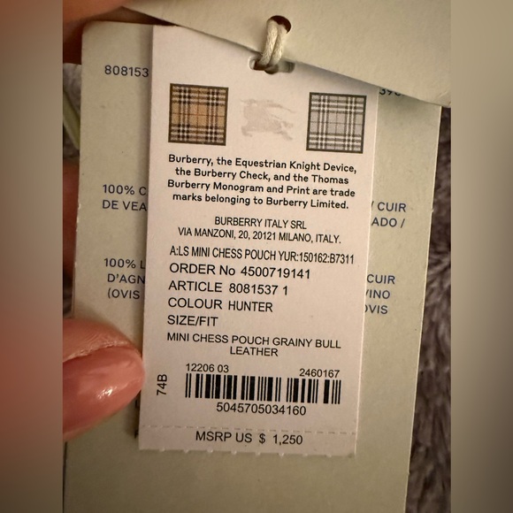 Burberry Textured Leather Mini Chess Shoulder Bag/Pouch NWT - Picture 5 of 17